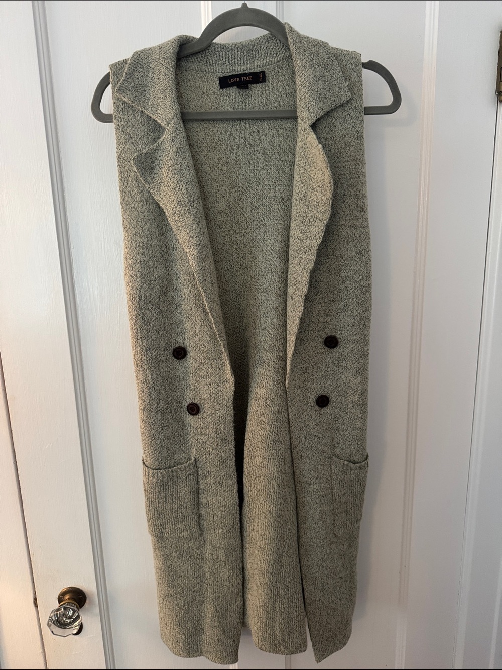 Love Tree Long Sleeveless Knit Vest in Heather Gray
